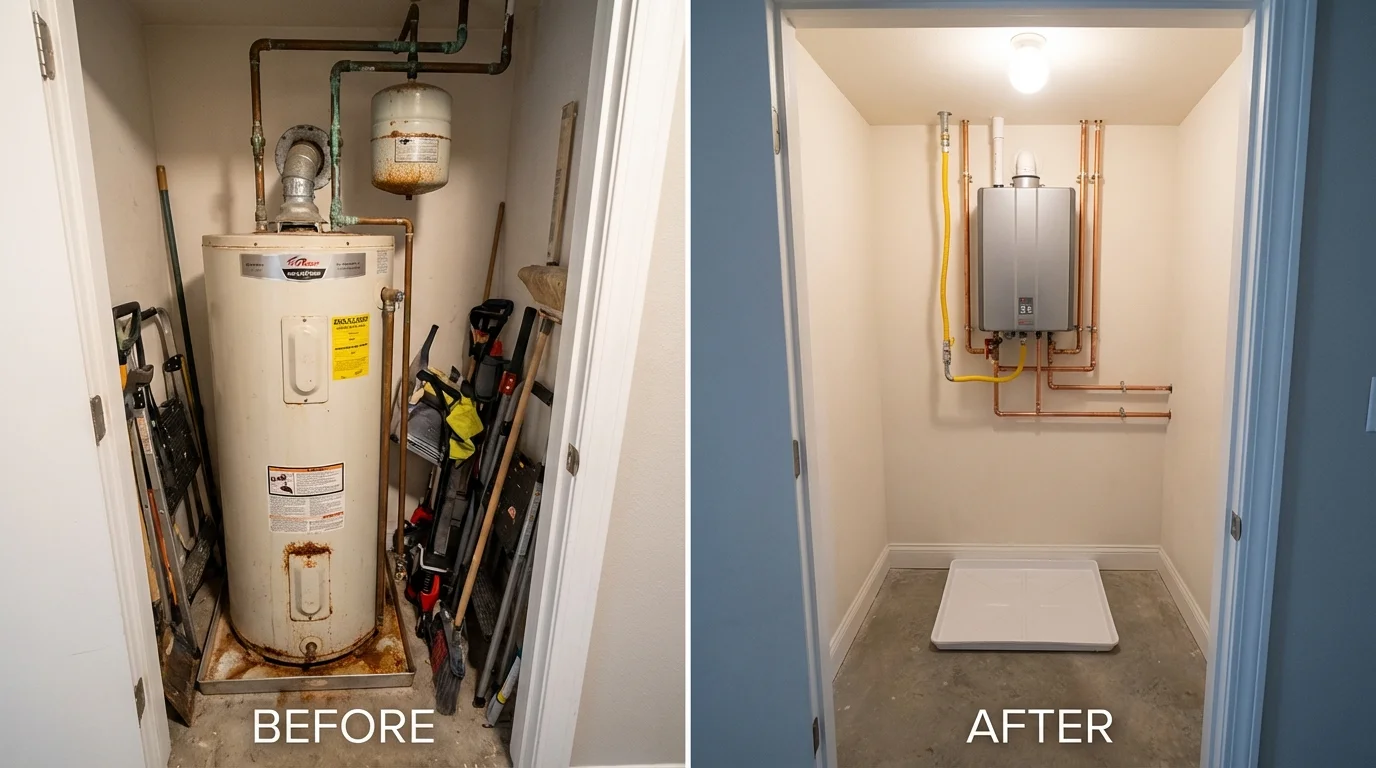 Tank water heater versus wall-mounted tankless unit comparison for Williamsburg, KY homeowners